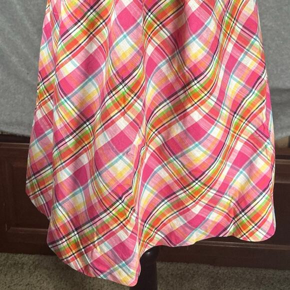 Lilly Pulitzer Vtg 4 Gweneth Madras Plaid Strapless Dress Smocked Coastal Preppy - Picture 9 of 11